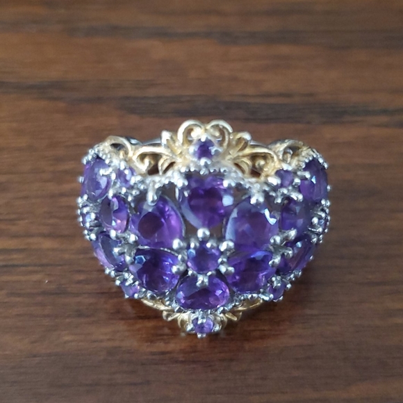 STERLING SILVER AND 18K GOLD AMETHYST RING - Picture 2 of 5